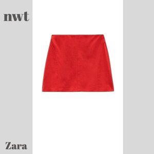 ZARA LINEN MINI SKIRT | NEW! Red Linen blend Mini Skirt Sz M